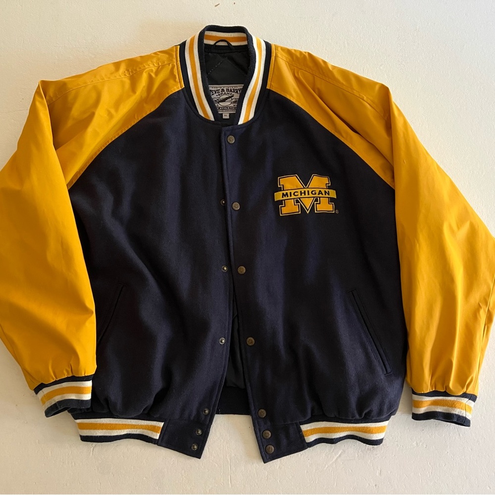 Vintage Michigan Wolverines Football Men’s Bomber Varsity Jacket Size XL